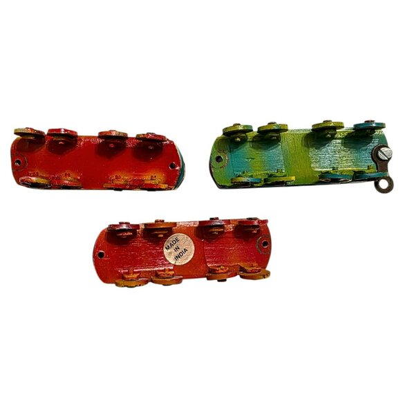 Vintage Kids Menorah Street Cars Train Hanukkah Judaica Trolley Cast Iron Brass - Picture 6 of 12